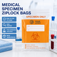 Sac à fermeture éclair de sécurité en PE de qualité médicale, sac pour échantillons, avec logo personnalisé imprimé pour l'emballage de médicaments hospitaliers