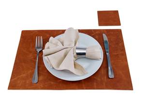 Elegant Brown Genuine Leather <b>Place</b> <b>Mat</b> for Restaurant Dining <b>Table</b> Waterproof Heat Resistant Smell Proof Heavy Duty Comfortable - Product Image 3