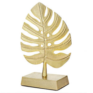 New Arrival Leaf Shape With Gold Plated Sculpture for Home <b>Decor</b> Tabletop Use Centerpiece Metal Abstract Sculpture from India - Product Image 4