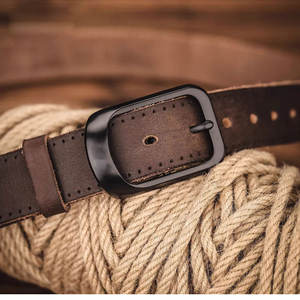 Handmade Cowhide <b>Genuine</b> <b>Leather</b> <b>Belt</b> for Men Casual Vintage Style Custom Length Pin With Custom Logo - Product Image 4