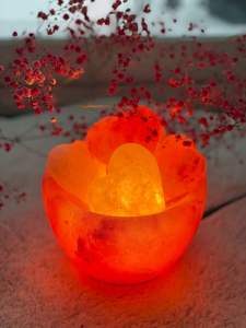 Sculpté à la main Himalaya Rose Rock Salt Bowl Lampe Naturel Home Office Decor Export Qualité Artisanat du Pakistan - Product Image 3