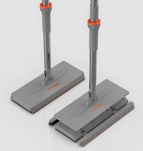 Mopa de Acero Resistente Desmontable con Sistema de Agarre de Tela de un Toque y Escurridor de Cuatro Lados para Limpieza en Húmedo y Seco - Product Image 1