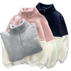 OEM Custom Logo Warm Hoodies Unisex Quarter Zip up Micro Polar Fleece Custom Pullover <b>Sherpa</b> Fleece Hoodie for <b>Men</b> - Product Image 5
