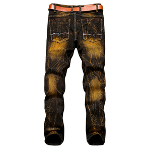 Nouveau Jean en Denim Tendance Taille Haute Coupe Droite pour Homme, Imprimé Personnalisé, Grande Taille, Respirant et Écologique - Product Image 2