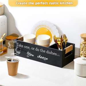 Boîte de rangement pour couverts en bois de pin peint, écologique, pour organiser les couverts et les ustensiles de cuisine - Product Image 3