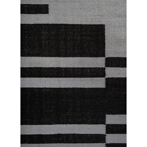 Alfombra de Lana Tejida Plana Indusbar Dwrm-180 Gris Negro, Diseño Geométrico Abstracto Rectangular a Rayas para el Hogar, Alfombra de Yute para Habitación - Product Image 3