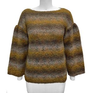FW23 Rose Knitting Women's Custom Winter Thick Casual Front Sweater <b>Wrap</b> Lantern Sleeves Crew Neck Knitted Pullover Acrylic <b>Wool</b> - Product Image 1