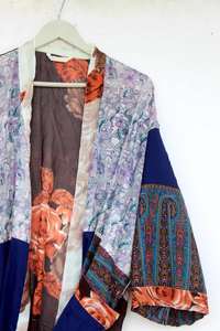 Kimono Robe Bata de seda Estilo vintage Bata de seda para mujer - Product Image 4