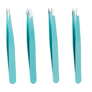 Ensemble professionnel de 4 pinces à sourcils en acier inoxydable 1.5mm d'épaisseur pointe oblique pointue et droite 4 pièces/ensemble - Product Image 4