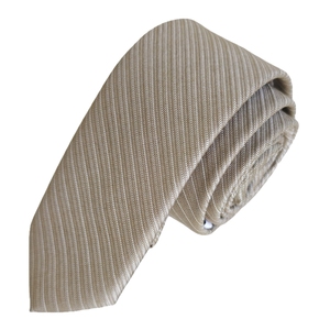 Corbata de moda fina tejida Jacquard a rayas blancas y beige exclusiva de Exve de Turquía - Product Image 2