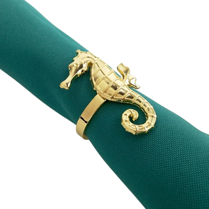 Fiesta de boda y Festival Mesa de cena Decoración Titular de tejido Diseñador de lujo Oro Caballo de mar Servilleteros Precios más bajos - Product Image 1