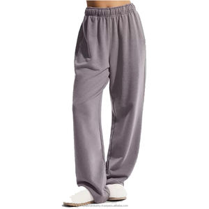 กางเกงกีฬาลำลองสำหรับผู้หญิงฤดูใบไม้ร่วงกางเกงขายาวขาตรงสีเทาสีดำมีเชือกยืดเอวสูงกางเกงวิ่งทรงหลวม - Product Image 4