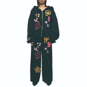 Ensemble 2 pièces de haute qualité pour femmes, sweat-shirt à manches longues ample et surdimensionné pour hommes, sweat-shirt et survêtement avec broderie et fermeture éclair, sweat-shirt pour hommes - Product Image 3