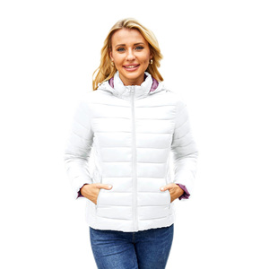 Chaquetas acolchadas sólidas de invierno hechas a medida para mujer con diseño de logotipo de mujer con cierre de cremallera corta y calidez gruesa transpirable - Product Image 1