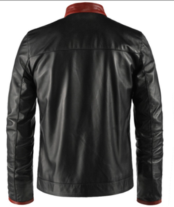 Chaqueta de motociclista de cuero de alta calidad para hombre, cuello levantado de talla grande con cremallera, abrigo ajustado para motocicleta para invierno - Product Image 2