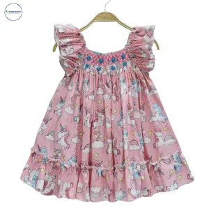 Belle robe de licorne rose pour filles vêtements smockés de haute qualité, robes de filles, vêtements pour enfants