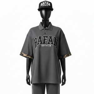 Camiseta Polo de Algodón Premium para Mujer, Color Carbón Suave, Panel de Manga con Contraste de Camuflaje, Logotipo Aplicado, Camisetas Polo de Algodón para Mujer - Product Image 6