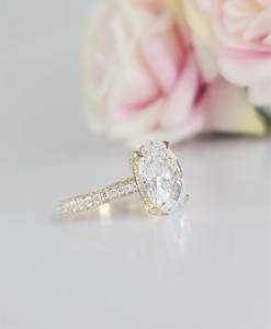 925 Silver 3.0 CTW Original <b>Oval</b> Cut <b>Moissanite</b> <b>Engagement</b> <b>Ring</b> with Hide Halo Three Side Pave Wedding Bridal Anniversary Set - Product Image 6