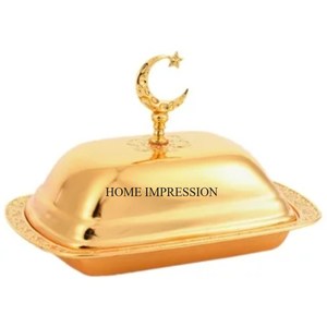 Beurrier et assiettes en métal de qualité supérieure, édition spéciale du Ramadan, de créateur islamique, plaqué or de haute qualité, au meilleur prix - Product Image 1
