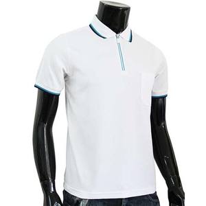 Camiseta de Hombre de Alta Calidad con Diseño de Media Cremallera, 100% Algodón, Antiarrugas, Servicio OEM, Color Blanco - Product Image 3