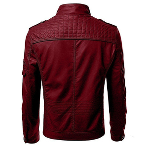 Venta al por mayor de los hombres chaqueta de cuero de la mejor calidad de diseño de calidad superior en el pecho grandes bolsillos chaqueta de cuero marrón - Product Image 4