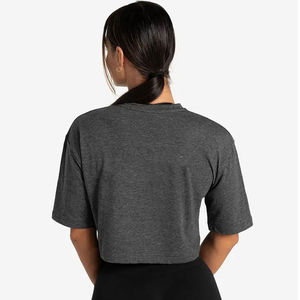 Design personnalisé t-shirt court pour femmes épaules tombantes manches courtes doux élégant décontracté Yoga Gym Fitness femmes t-shirt court - Product Image 2