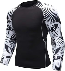 Men's <b>Custom</b> Long Sleeve <b>Compression</b> Gym Rash Guard Breathable Nylon <b>Shirt</b> with Sun Protection & Sublimated MMA <b>Design</b> - Product Image 2