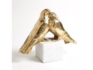 รูปปั้นประดับโต๊ะอาหารสีขาวรูปนกเลิฟเบิร์ดสีทองหรูหราสำหรับบ้านสำนักงานงานแต่งงานของขวัญงานจัดแสดงฐานสีขาว - Product Image 4