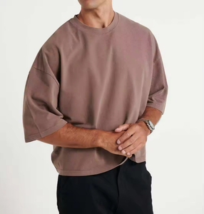 Camiseta de Cuello Alto Grueso y Pesado de Alta Calidad, Fabricación Personalizada OEM, Corte Cuadrado, Camiseta para Hombre - Product Image 6