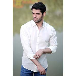 Chemise habillée en coton Mason pour homme Unze London, manches longues, tissu popeline tissé, col montant, taille 6XL, pour le travail - Product Image 2