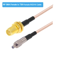 Câble coaxial pigtail RG316 avec connecteur mâle TS9 à angle droit vers connecteur femelle SMA, assemblage de câbles d'extension 30CM, 10CM, 15CM, 50 Ohm
