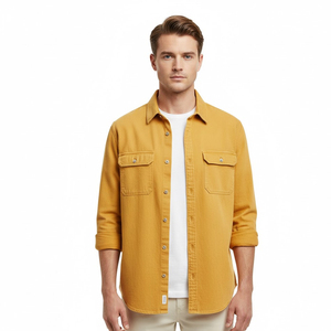 Chemise en jean pour homme faite à la main avec coutures professionnelles Chemise en jean délavé bleu classique pour homme Chemise en jean coupe décontractée pour homme - Product Image 2