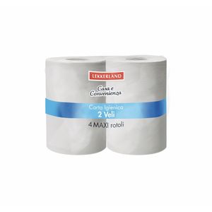 LEKKERLAND Soft 4 Maxi Rolls, Papel Higiénico Jumbo de Pulpa de Madera Virgen, Paquete de 10 - Product Image 1