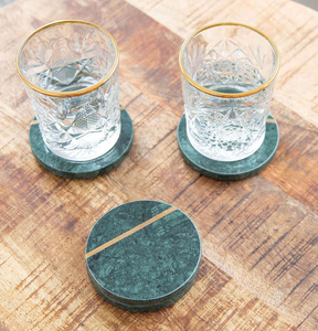 Sous-verre en marbre élégant rond en laiton et sous-verre en marbre pour la maison cuisine Bar accessoires de fête sous-verre - Product Image 3