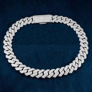 Moissanite VVS 18mm taille ronde 925 argent sterling chaîne à maillons cubains pour hommes Ice Out Prong Diamond pour les mariages style Miami - Product Image 3