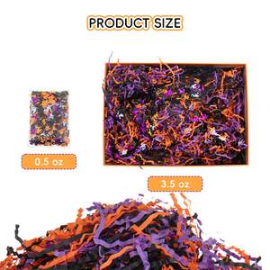 Remplisseur de papier en raphia 3 couleurs avec confettis d'Halloween, herbe déchiquetée pour emballage de cadeaux, bricolage, boîte de sac cadeau - Product Image 2