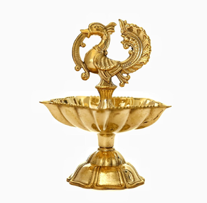 Jyoti Diya ที่มีฝาปิดกระจกและที่เก็บของเนยใสทำจากทองเหลืองให้ความสว่างสินค้าใหม่ล่าสุดส่งตรงจากโรงงาน - Product Image 3