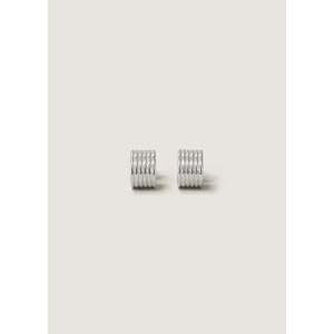 Mercer <b>Silver</b> Cuff <b>Hoop</b> <b>Earrings</b> with Geometric Pattern Gold Plated Diamond Pearl and Zircon for Parties Weddings and Gifts - Product Image 1