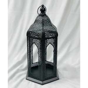 2026 Latest Hot Selling Ramadan Decorations <b>Black</b> Metal Moroccan <b>Candle</b> <b>Holder</b> Lantern for Table and Floor - Product Image 3