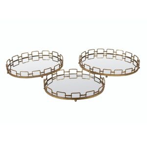 Plateau miroir doré de luxe en métal, décoratif, rond, pour cosmétiques, bijoux, organisateur, décoration de maison, mariage, événement, plateau décoratif miroir - Product Image 5