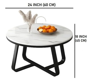 Mesa de centro de forma cuadrada redonda más vendida, tapa de cristal de mármol de madera duradera, diseño único - Product Image 4