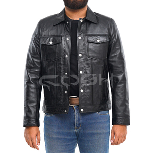 Chaqueta de Cuero Negra Premium para Hombre, Chaqueta de Motero Duradera y Moderna con Bolsillos Funcionales - Product Image 3