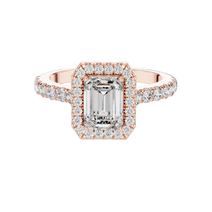 Bague de fiançailles en diamant de laboratoire taille émeraude 1,65 carat avec halo, clarté VVS-VS EF, options or 18 carats et argent, diamant de laboratoire - Product Image 3