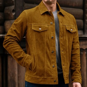 เสื้อแจ็กเก็ตหนังสำหรับผู้ชายมีปลอกคอดีไซน์ล่าสุด - Product Image 3