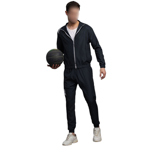 Conjuntos de chándal de poliéster transpirable de corte regular de longitud completa, chándal de ropa deportiva para hombres de diseño único de buena calidad de color negro - Product Image 4