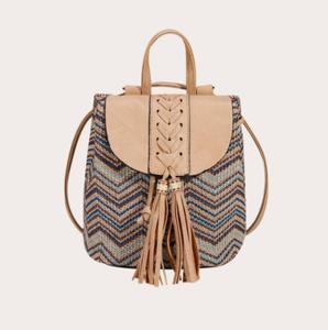 All-Season Bohemian Style Casual Everyday Use Women's <b>Messenger</b> <b>Bag</b> Tassel Backpack Thread Pattern Shoulder Handbag for <b>Ladies</b> - Product Image 2