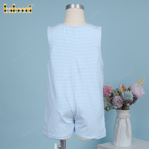 Customizable <b>Blue</b> Horizontal Stripes & Rabbit Appliqued Boy's Luxury Longall Summer OEM ODM Children's Full Luxury-BB3440 - Product Image 6