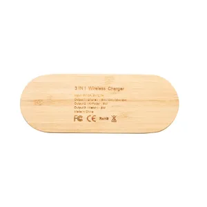 Base di Ricarica in Bambù 3-in-1 Personalizzata per Set Regalo di Gadget - Product Image 4