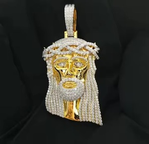 925 argent glacé 3D jésus visage bijoux fins pendentifs et breloques Hip Hop Moissainite diamant religieux chrétien pendentif - Product Image 3
