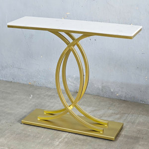 Contemporary Mirrored <b>Console</b> <b>Table</b> with Stone Top and Iron Frame <b>for</b> <b>Entry</b> Villa Living Room - Product Image 2